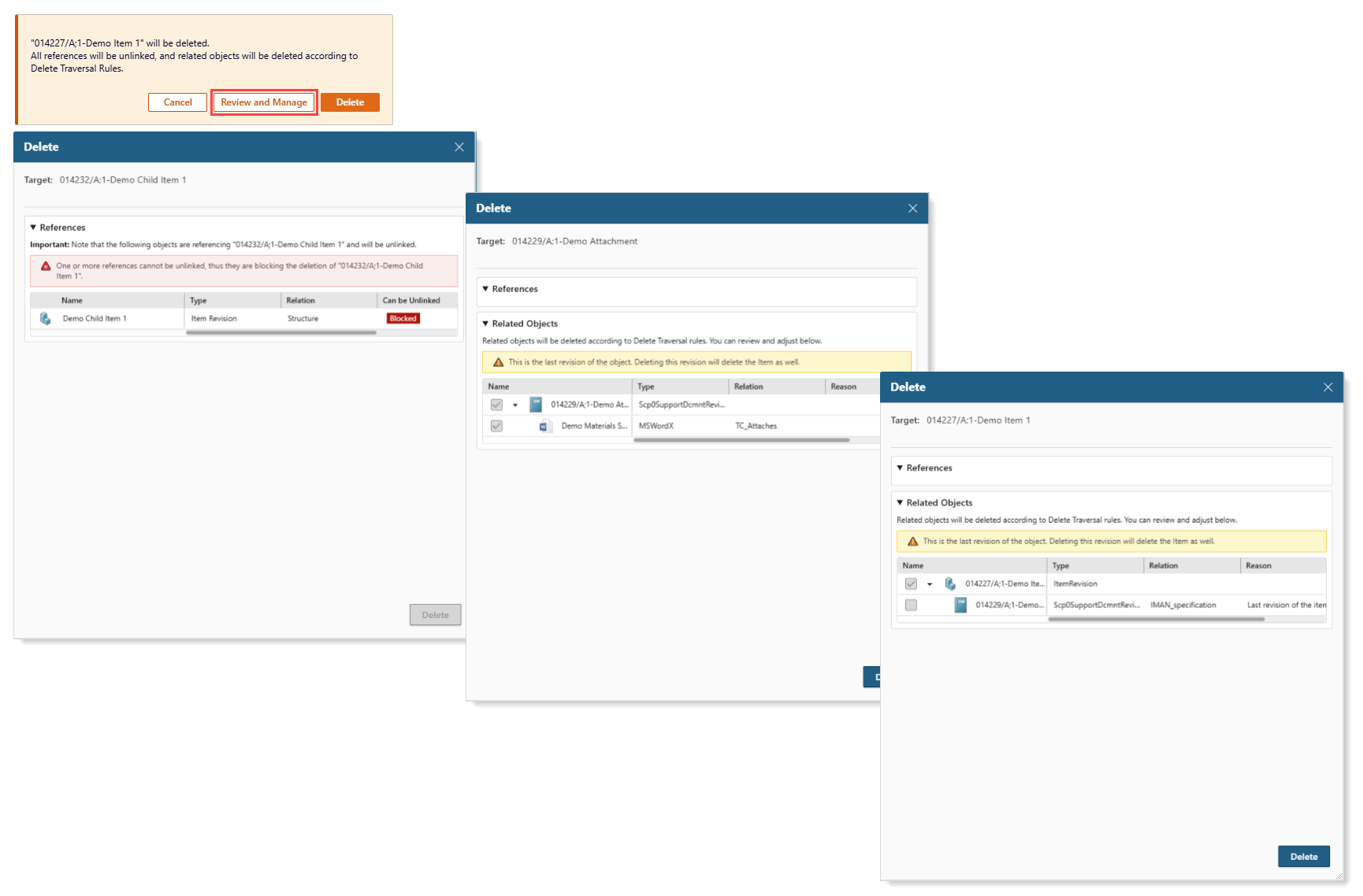 Delete assistance scenarios